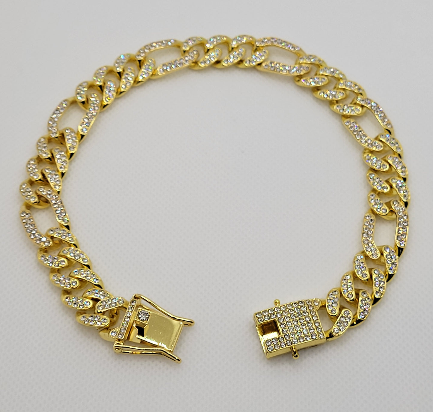 Gold Studded Figaro Link Chain - Item #: 011