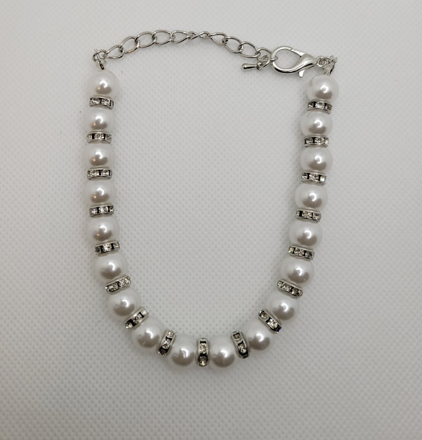 White Pearl Studded Silver Chain - Item #: 030