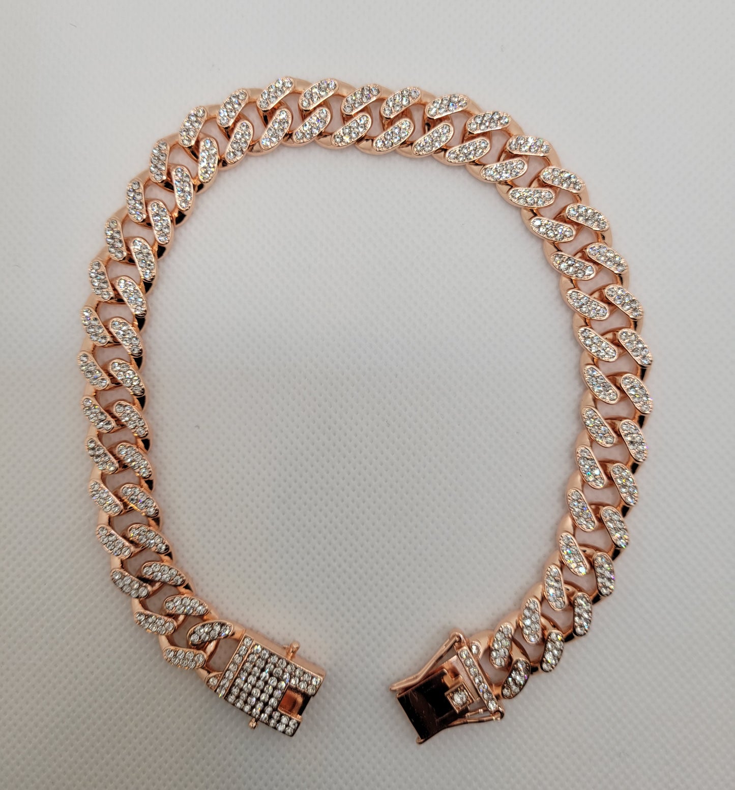 Rose Gold Studded Cuban Link Chain - Item #: 021