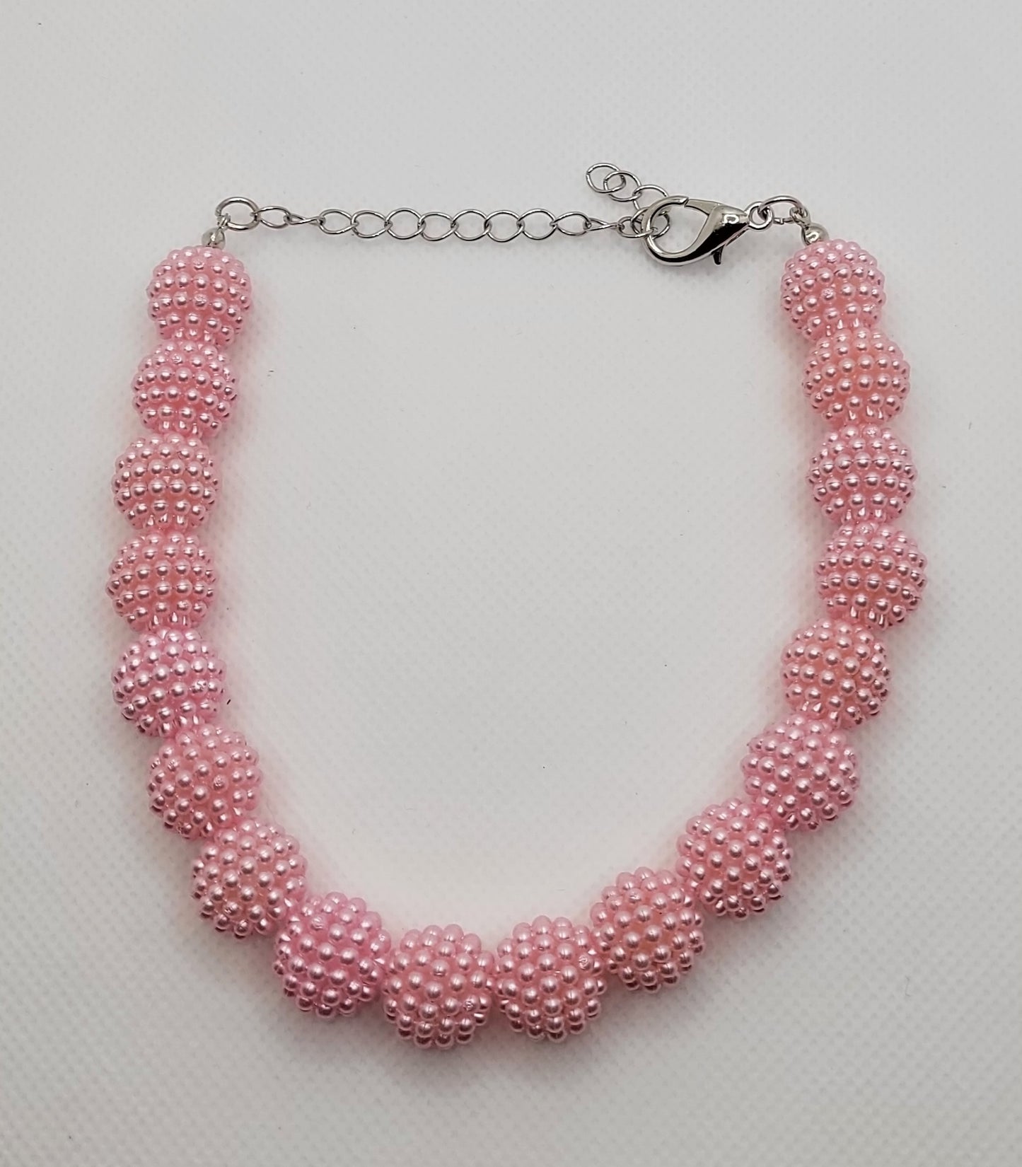 Pink Pom Pom Silver Chain - Item #: 014