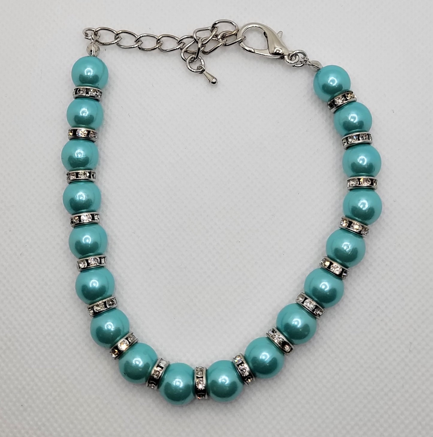 Teal Pearl Studded Silver Chain - Item #: 029