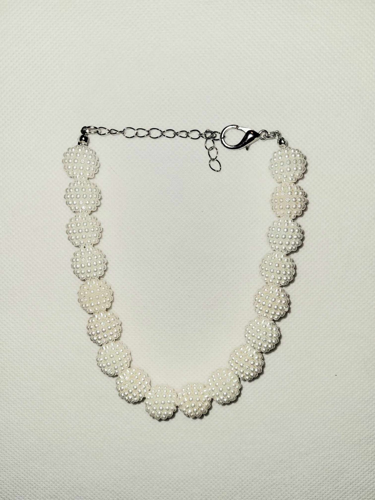 White Pom Pom Silver Chain - Item #: 033