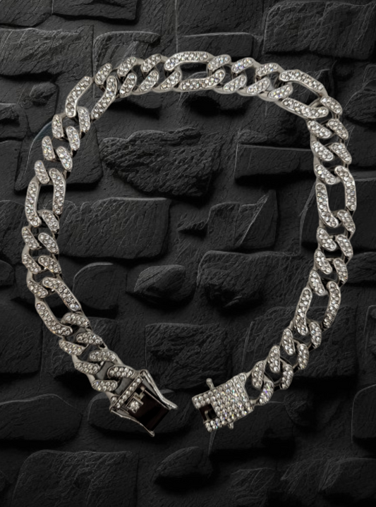 Silver Studded Figaro Link Chain - Item #: 027