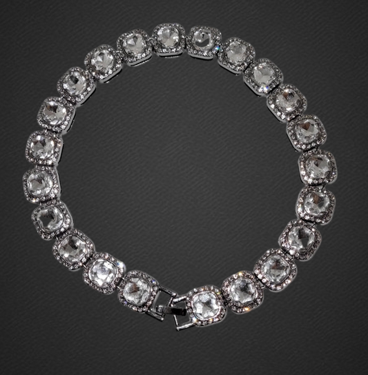 Silver Princess Cut Studded Chain - Item #: 022