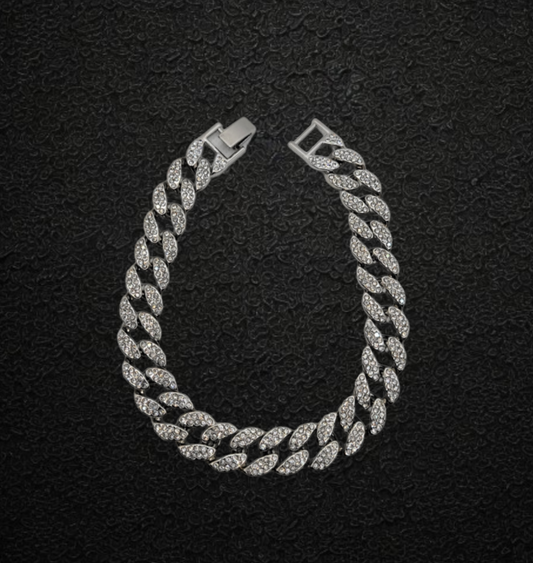 Silver Studded Cuban Link Chain (wider link) - Item #: 025