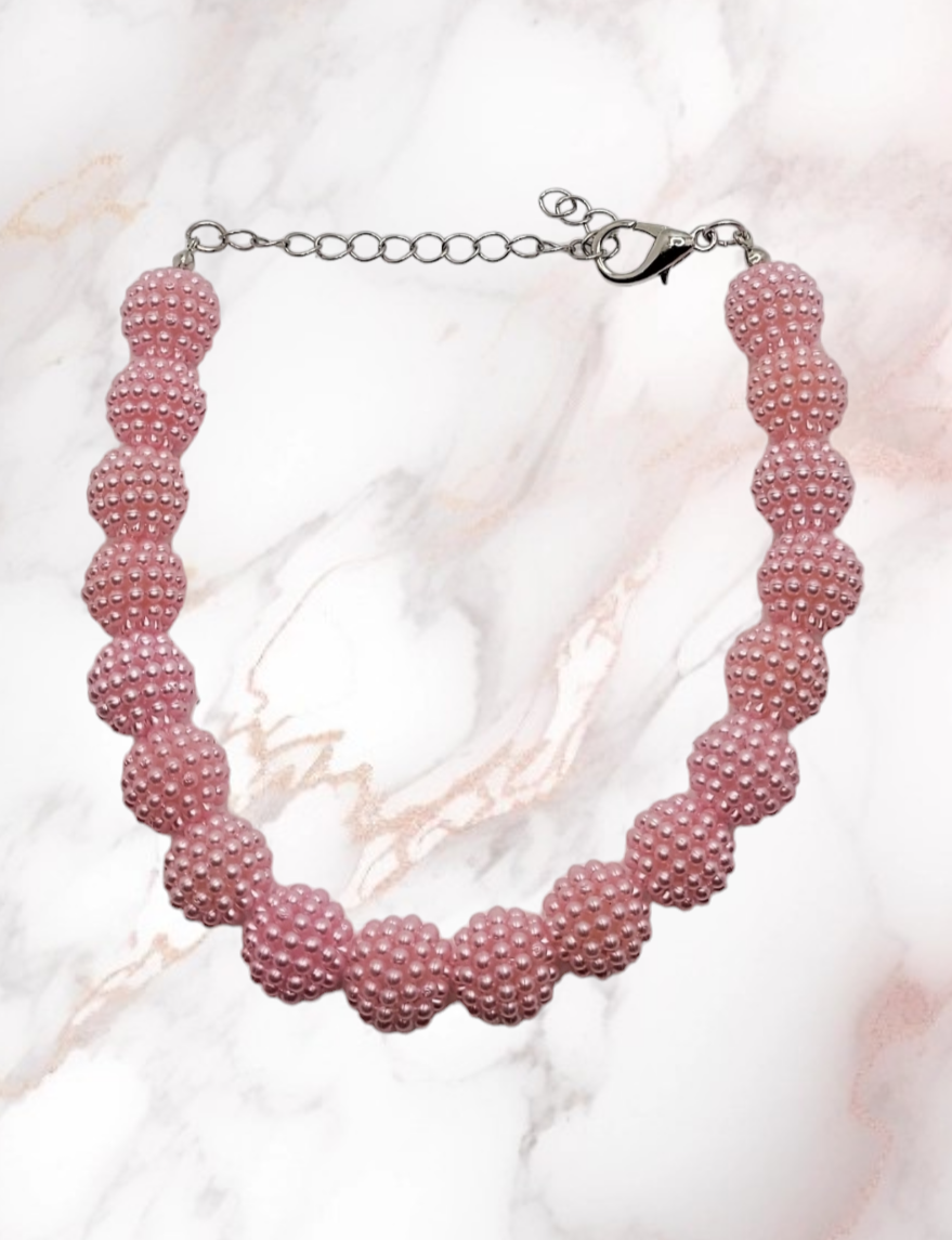 Pink Pom Pom Silver Chain - Item #: 014