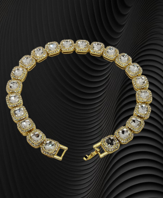 Gold Princess Cut Studded Chain - Item #: 006