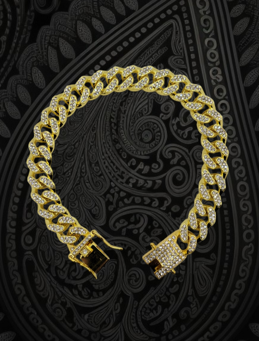 Gold Studded Cuban Link Chain - Item #: 010