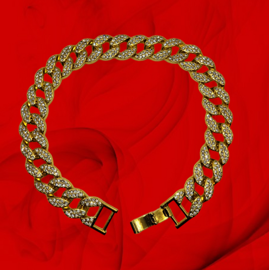 Gold Studded Cuban Link Chain (wider link) - Item #: 009