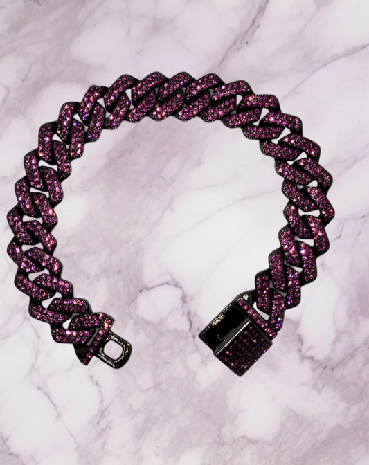 Purple Studded Cuban Link Chain - Item #: 018