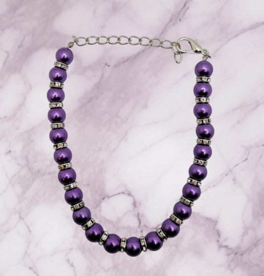 Purple Pearl Studded Silver Chain - Item #: 016